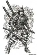 samurai tattoo design carrying a sword with a demon face tattoo design idea