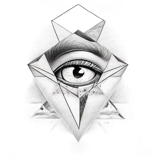 Realism Penrouse Triangle With Eye Tattoo Idea - BlackInk AI