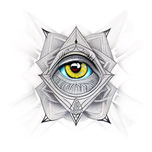 Realism Penrouse Triangle With Eye Tattoo Idea - BlackInk AI