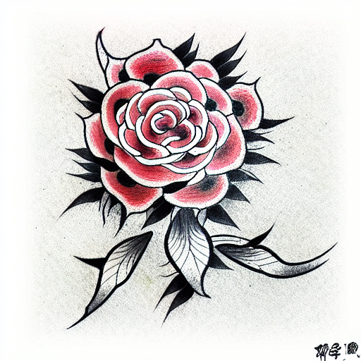 fire rose tattoo design idea