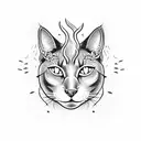 black cat with devil horns tattoo design idea