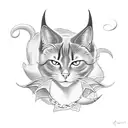 black cat with devil horns tattoo design idea