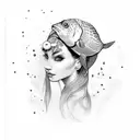 woman with aquarium on her head tattoo design idea