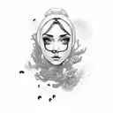 woman with aquarium on her head tattoo design idea