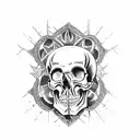 Skulls with intricate scripture designs embedded within it, symbolizing the duality of life and death tattoo design idea