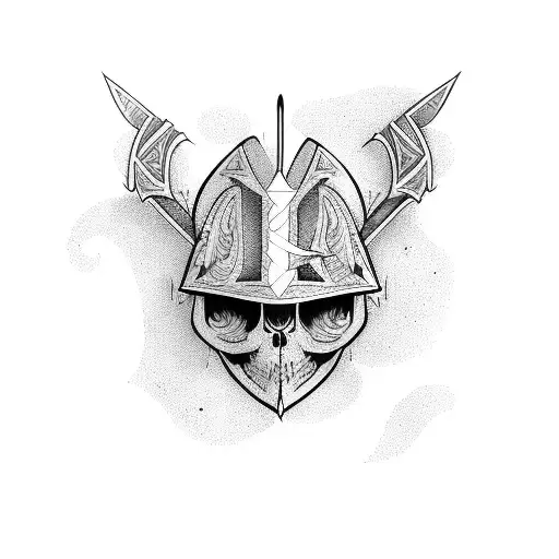 Ax and knife tattoo design idea