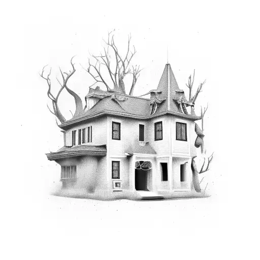 House and money real estate gangster tattoo design idea