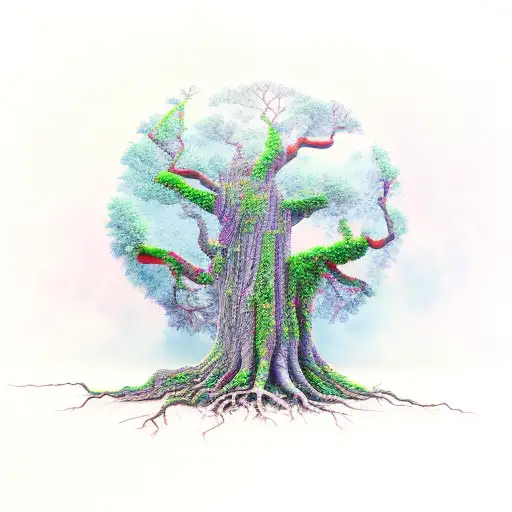 earthquaked tree tattoo design idea