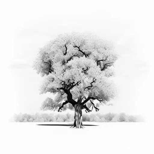 earthquaked tree but like a nothingam forest and b&w tattoo design idea