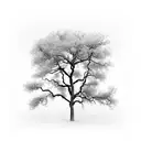 earthquaked tree but like a nothingam forest and b&w tattoo design idea
