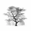 earthquaked tree but like a nothingam forest and b&w tattoo design idea