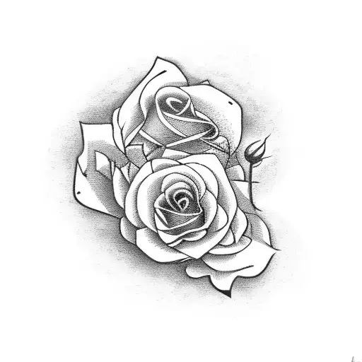 clock with roses tattoo design idea