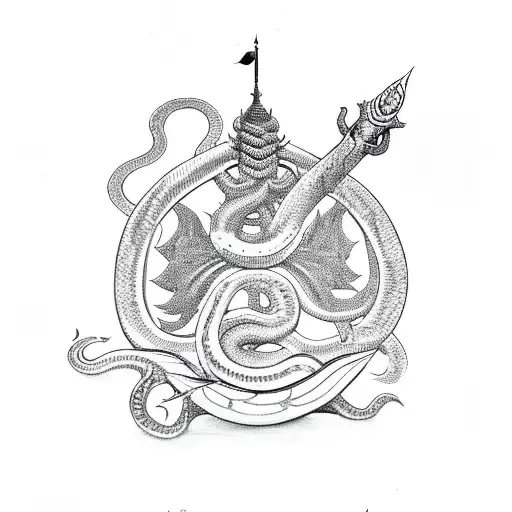 lord shiv trident with snake tattoo design idea