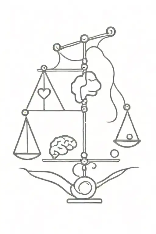 brain and heart balance scale tattoo design idea