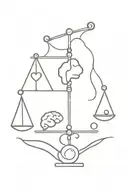 brain and heart balance scale tattoo design idea