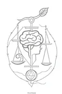 brain and heart balance scale tattoo design idea