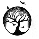 Tree of Life with birds flying from it tattoo design idea