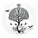 Tree of Life with birds flying from it tattoo design idea