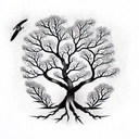 Tree of Life with birds flying from it tattoo design idea