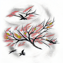 Tree of Life with birds flying from it tattoo design idea