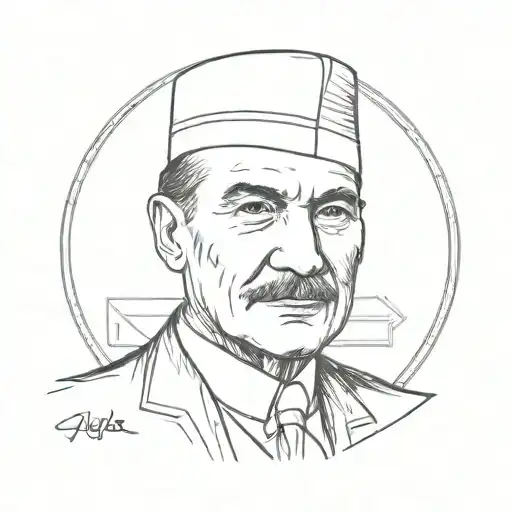 Atatürk portrait no hat no detail easy draw  inside frame   tattoo design idea