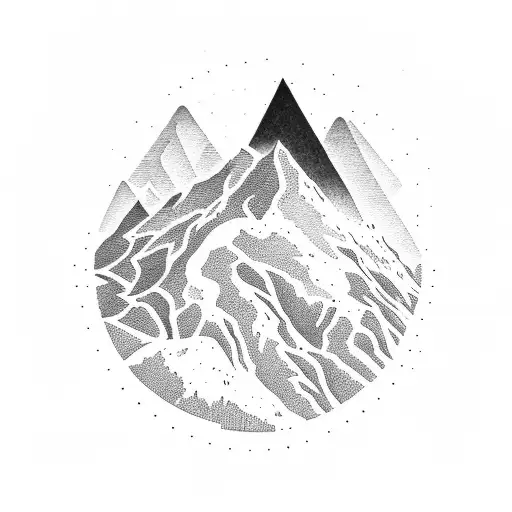 A silhouette of a mountain range with a winding road leading towards it tattoo design idea