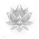 A dotwork design of a lotus flower emerging from a broken sobriety symbol, symbolizing growth and self-love after overcoming addiction tattoo design idea