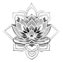 A dotwork design of a lotus flower emerging from a broken sobriety symbol, symbolizing growth and self-love after overcoming addiction tattoo design idea