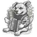 create a dog playing the accordion tattoo design idea