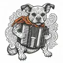 create a dog playing the accordion tattoo design idea