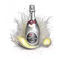 Exploding champagne bottle and grapes tattoo design idea