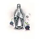Exploding champagne bottle and grapes tattoo design idea