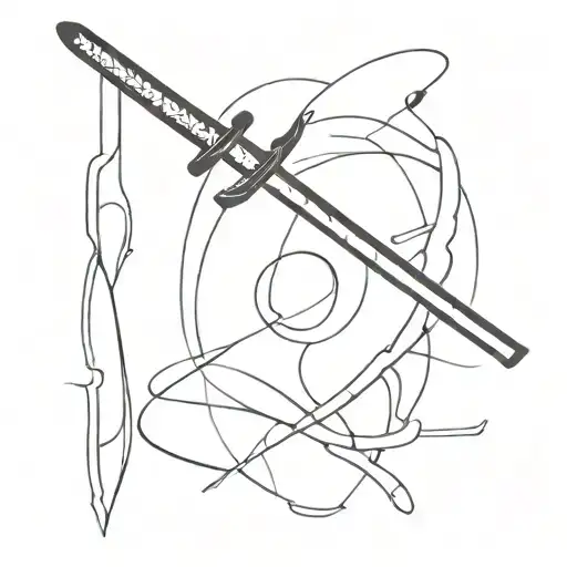 A minimalist tattoo design showcasing a blend of anime elements and a subtle Tanjiro katana motif tattoo design idea