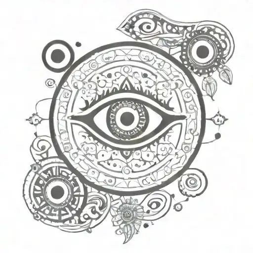 evil eye leo zodiac sign tattoo design idea