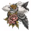 gone not forgotten with clouds surrounding tattoo design idea