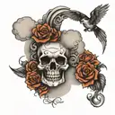 gone not forgotten with clouds surrounding tattoo design idea