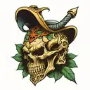 broken skull with snake wrapped with dagger  tattoo design idea