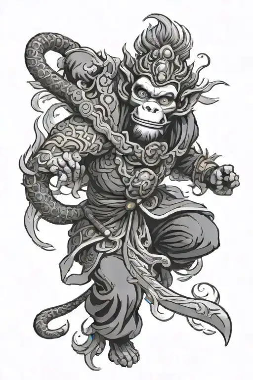 monkey king tattoo design idea