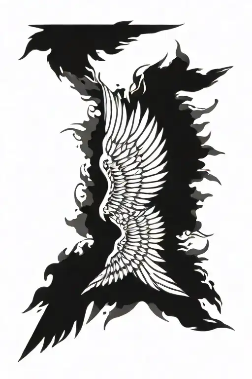 abstract fall of icarus wings tattoo design idea