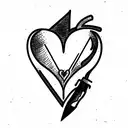burning heart with a stabbing knife tattoo design idea