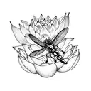 dragon fly and lotus flower tattoo design idea