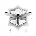 dragon fly and lotus flower tattoo design idea