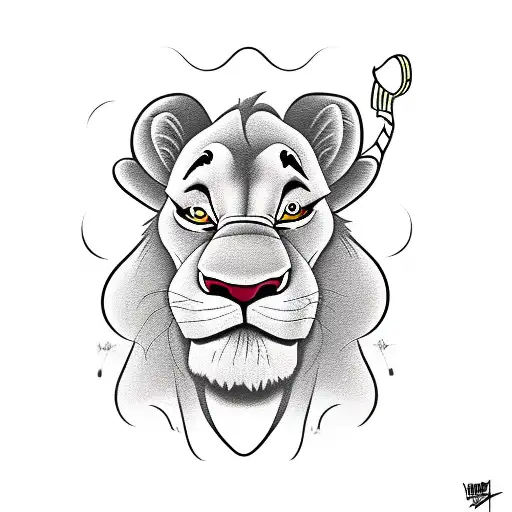 simba from lion King in street art style tattoo design idea