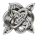 Design a tattoo of three intertwined Celtic knots, each knot representing one of the triplets, with a subtle blackwork style from wrist to shoulder tattoo design idea