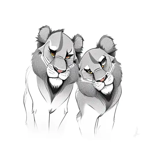 Disney nala simba young couple  tattoo design idea