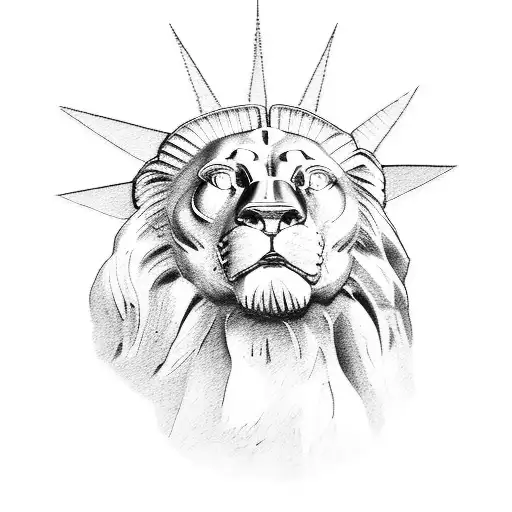 Lion statue of liberty tattoo design idea