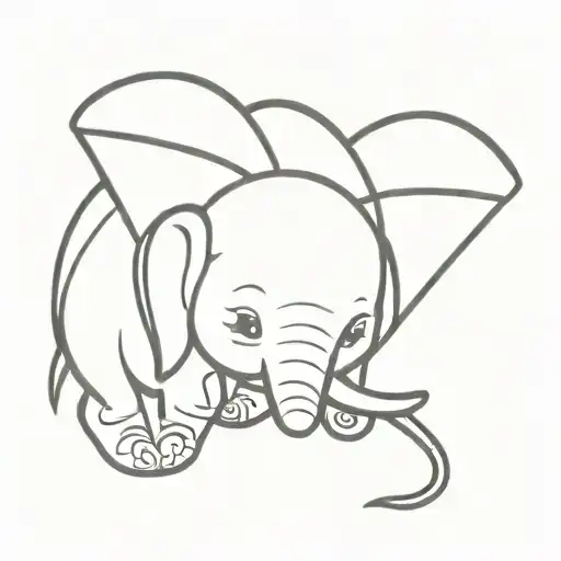 umbrella dumbo ears tattoo design idea