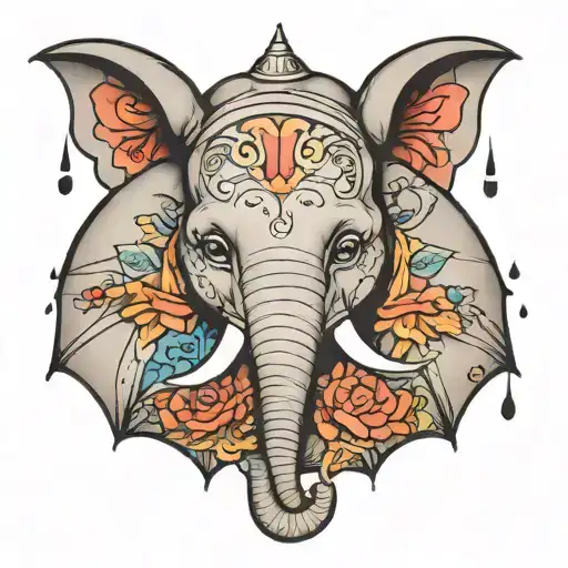 umbrella dumbo ears tattoo design idea