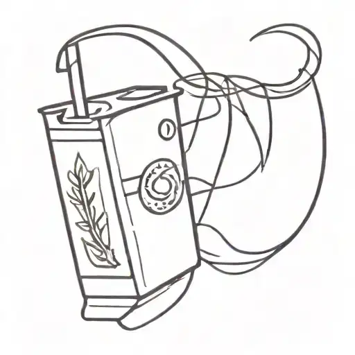 a juice box running a race wearing a headband and exhaling deeply tattoo design idea