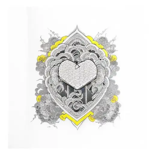 yellow heart  tattoo design idea